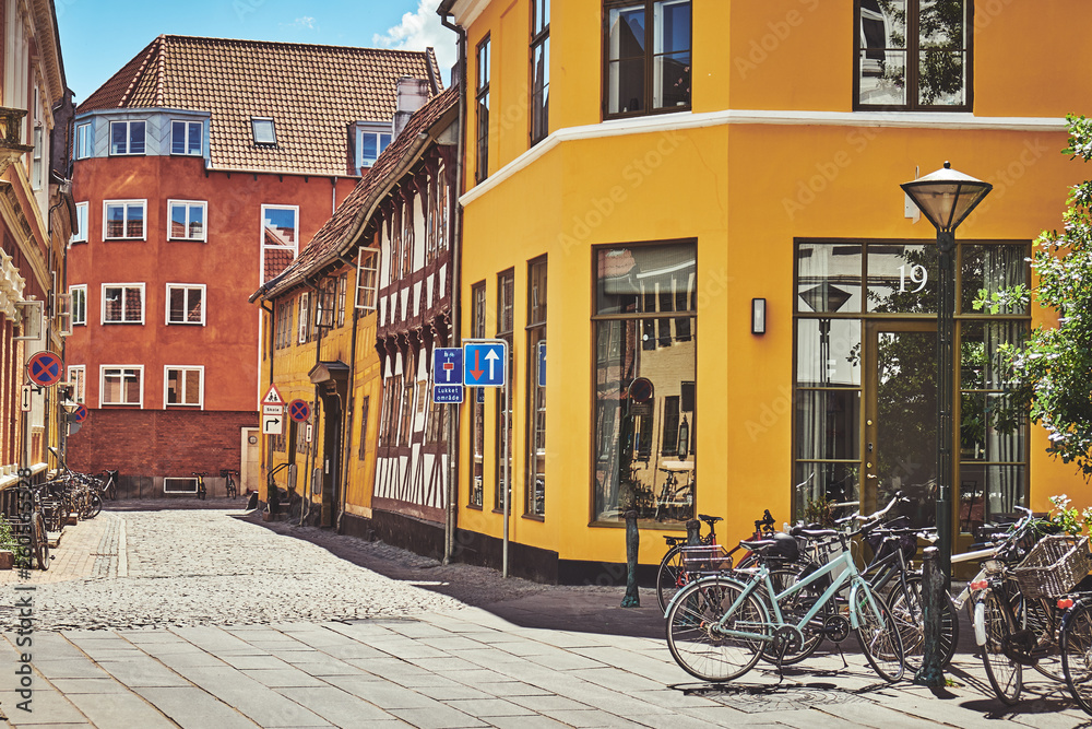 Beautiful Streets of the Old City. Odense, Denmark.