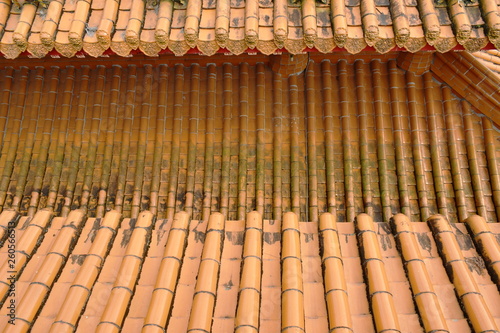top view of tile roof in Xuanguang Temple Taiwan