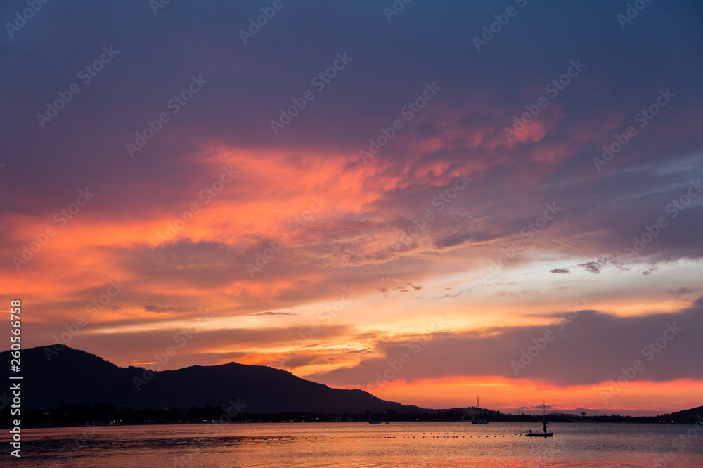 beautiful sunset on the beach, Samui island, Thailand