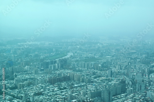 top view of Taipei cityscape from tallest building in Taiwan