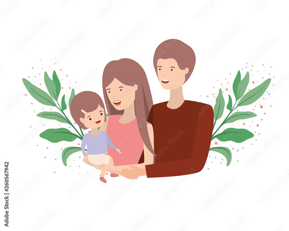 couple of parents with daughter avatar charactar couple of parents with daughter avatar charactar