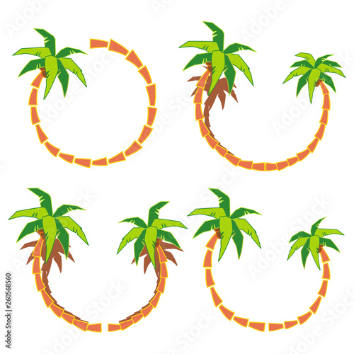 Vector Round Palm Tree frames set