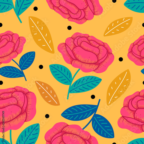 Floral seamless pattern for print, fabric, wallpaper. Modern hand drawn flowers background. © Hanifa_design
