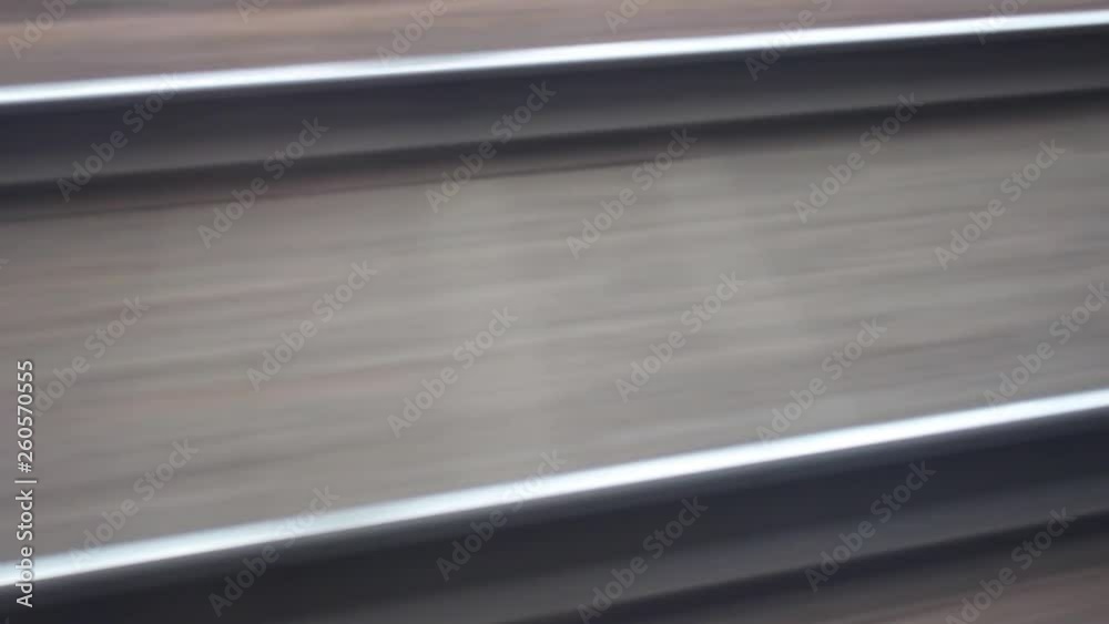 moving train, rails and sleepers in motion. railway communication ...