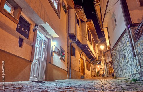 Street of the old city at night. Ohrid  Macedonia
