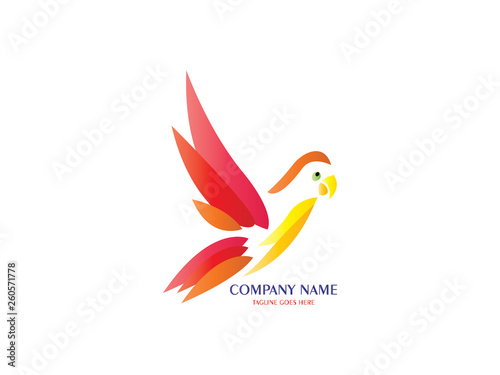 Abstract And Unique Lovebird vector design template. An exotic bird on white background  © Ambar