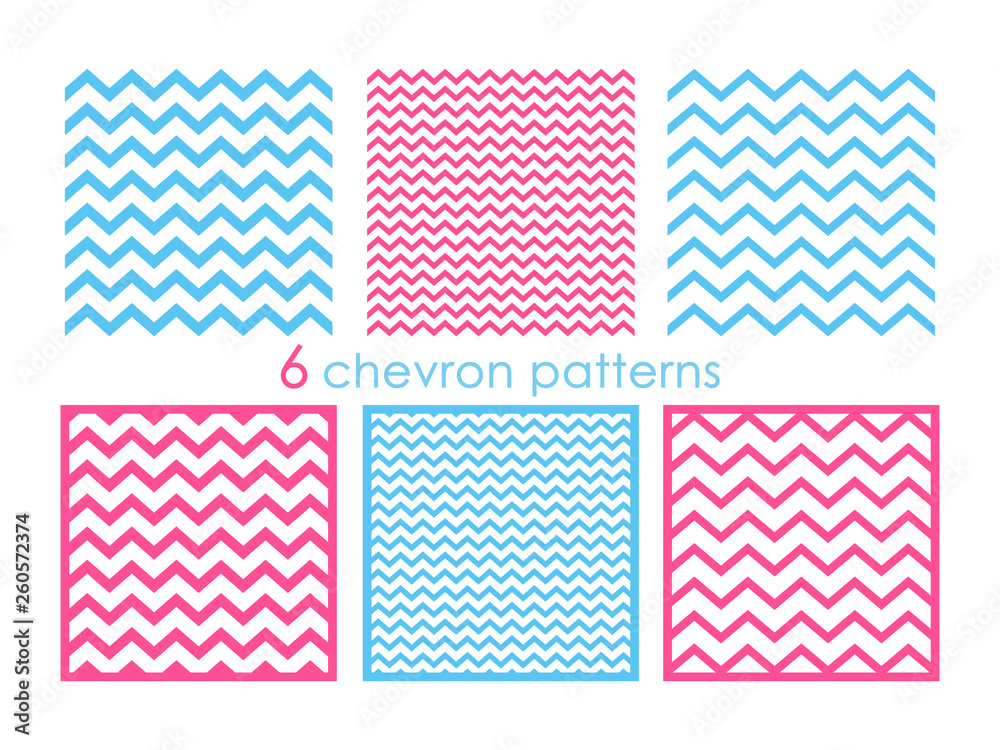 Cheron seamless pattern set. Zigzag vector texture. Herringbone colorful background. Vector