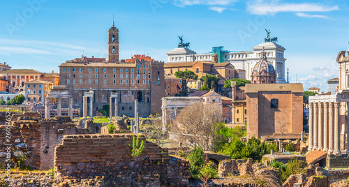 Fotografiet Roman Forum in sunny day, Rome, Italy