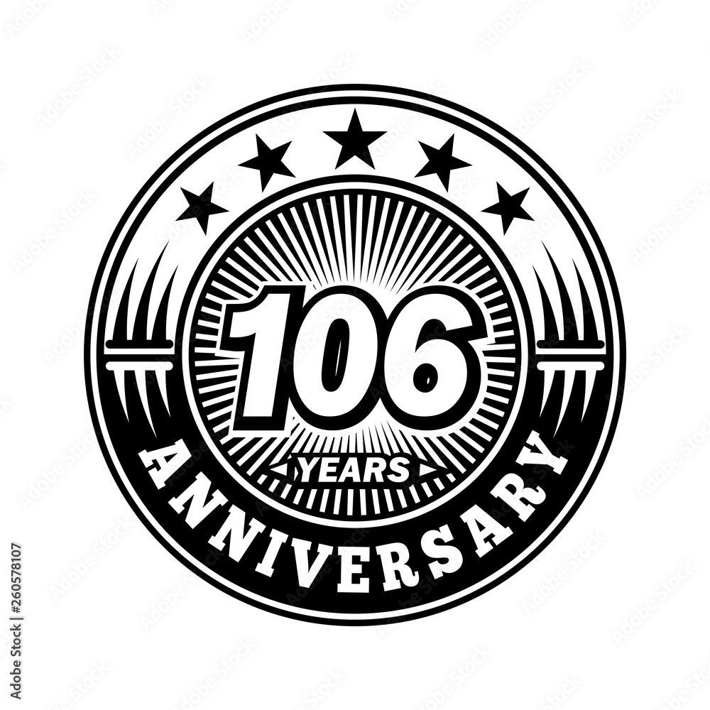 106 years anniversary. Anniversary logo design. Vector and illustration.