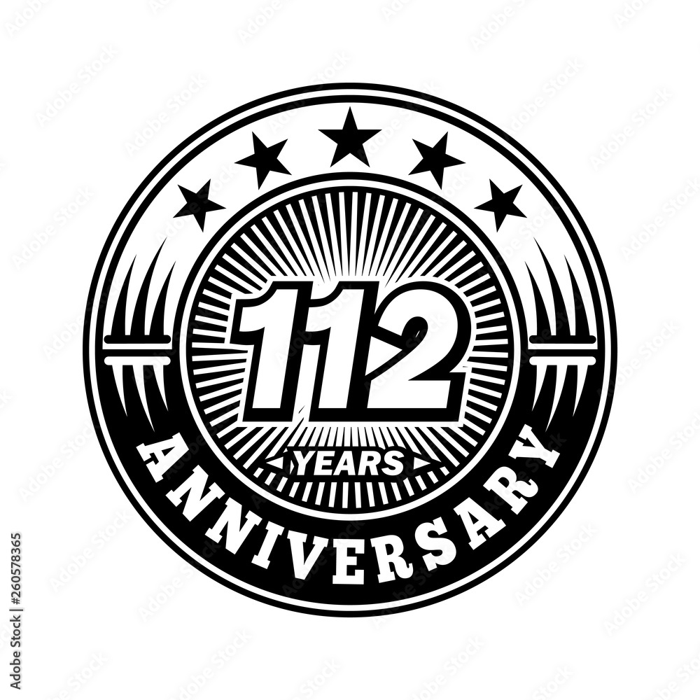 112 years anniversary. Anniversary logo design. Vector and illustration.