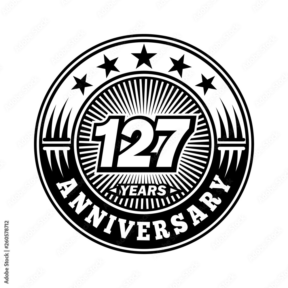 127 years anniversary. Anniversary logo design. Vector and illustration.