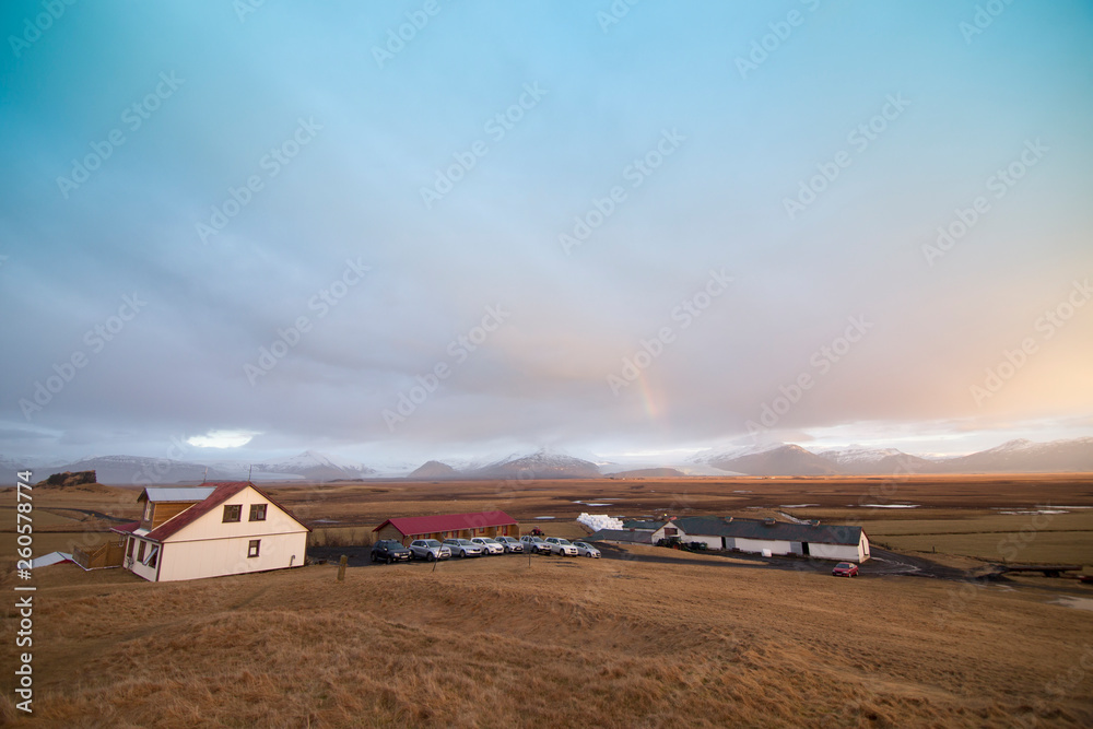 Sunrise over the sea in Hornafjordur, Iceland landscape Sunrise over the sea in Hornafjordur, Iceland landscape