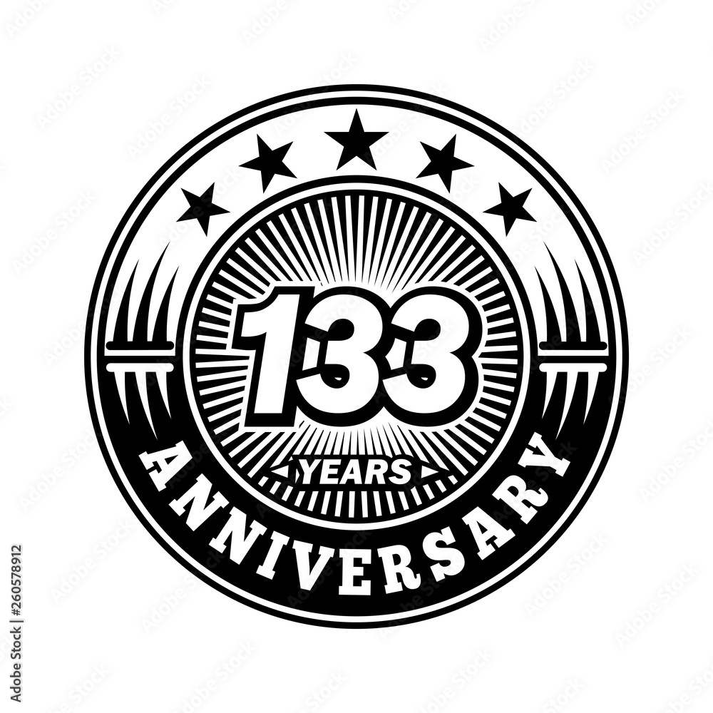 133 years anniversary. Anniversary logo design. Vector and illustration.