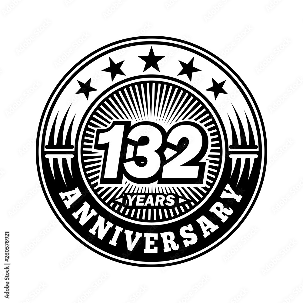 132 years anniversary. Anniversary logo design. Vector and illustration.