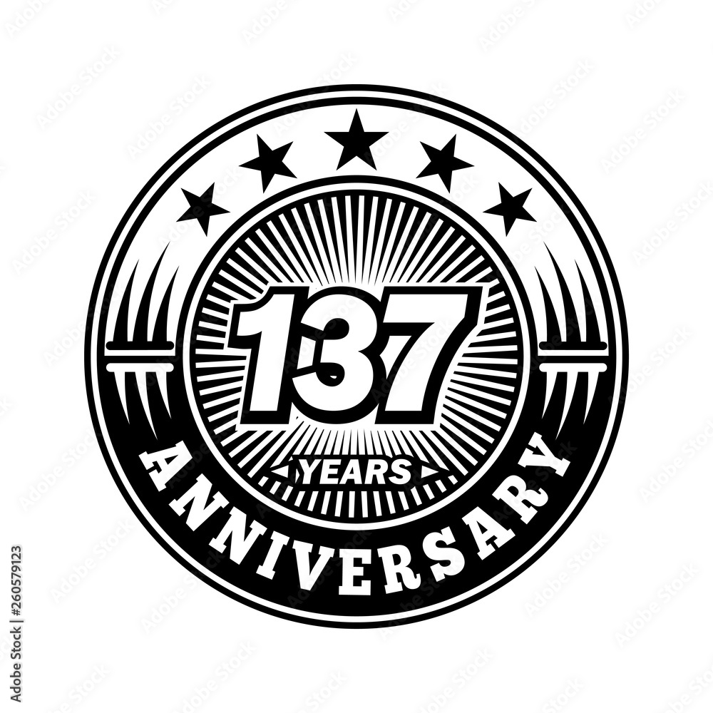Fototapeta premium 137 years anniversary. Anniversary logo design. Vector and illustration.
