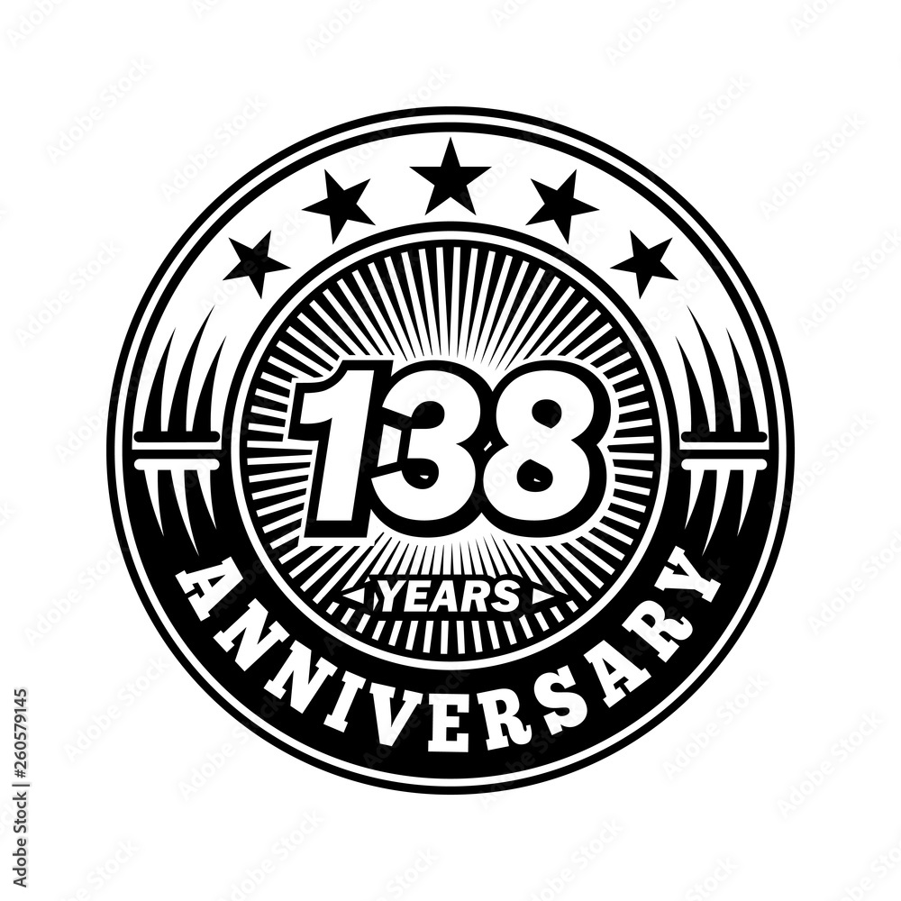 138 years anniversary. Anniversary logo design. Vector and illustration. 138 years anniversary. Anniversary logo design. Vector and illustration.