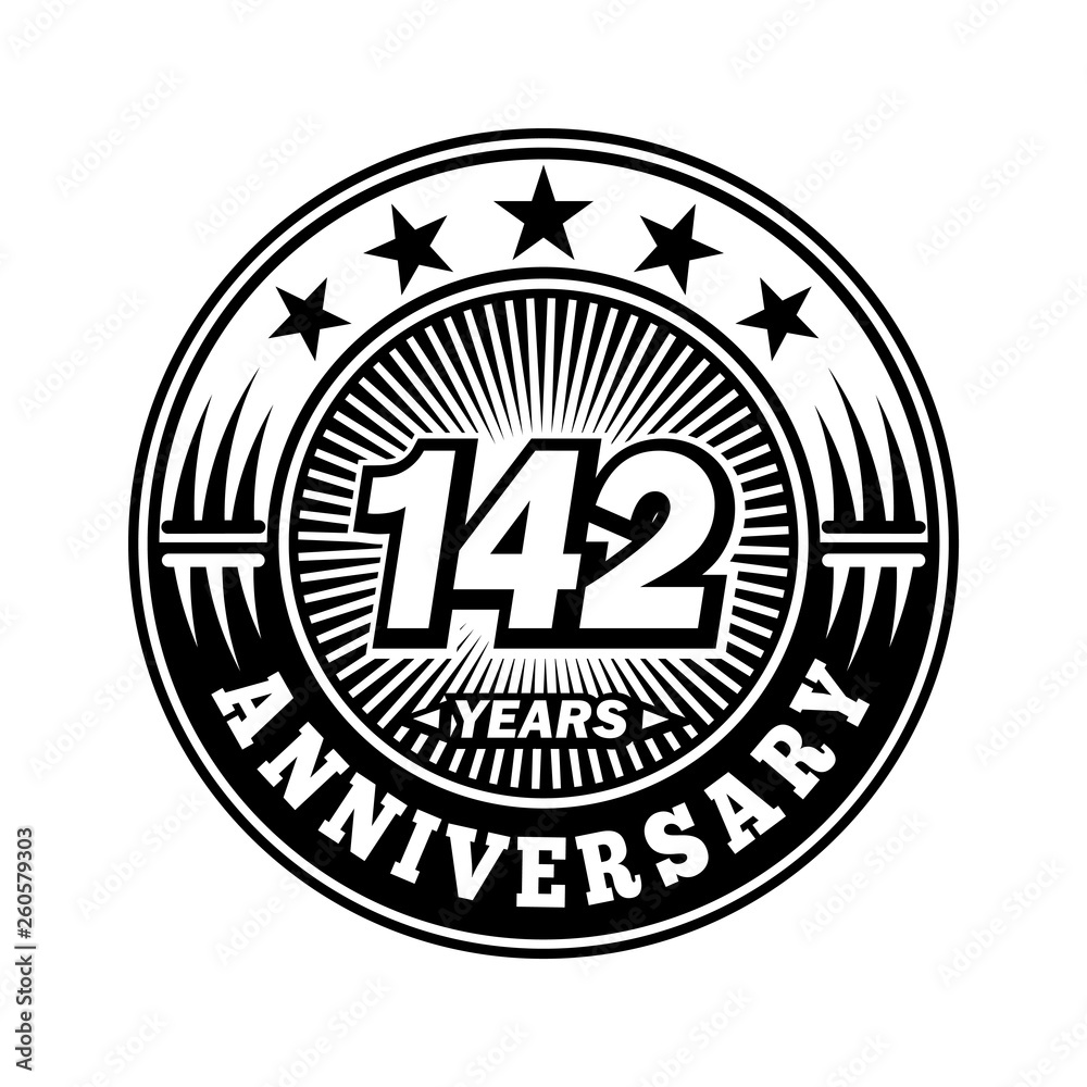 142 years anniversary. Anniversary logo design. Vector and illustration.