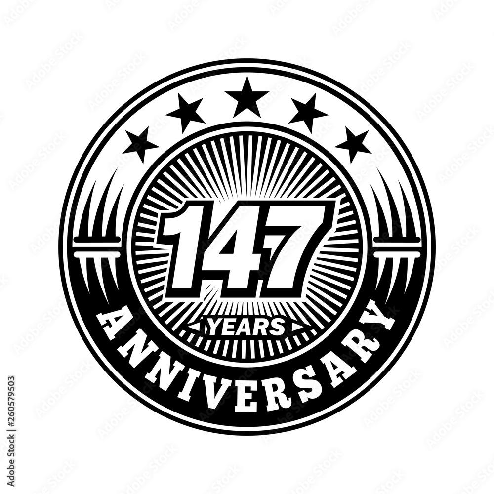 147 years anniversary. Anniversary logo design. Vector and illustration.