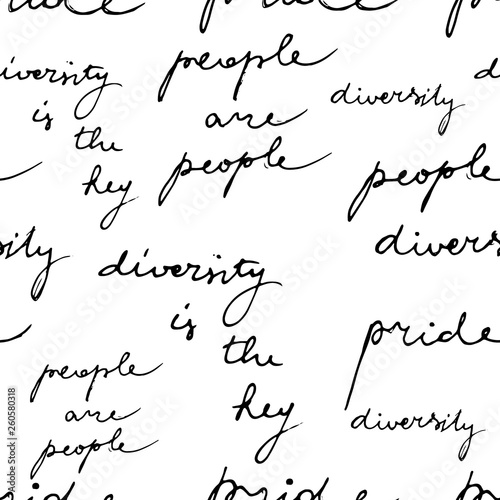 vector hand written monochrome background created with phrases dedicated to LGBTQ theme