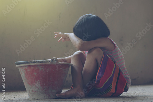 Child labor in building commercial building structures. World Labor Day concept