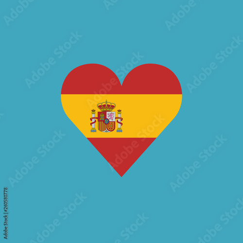 Free Download Spain flag icon in a heart shape in flat design. Independence day or National day holiday concept. - GFXLoad