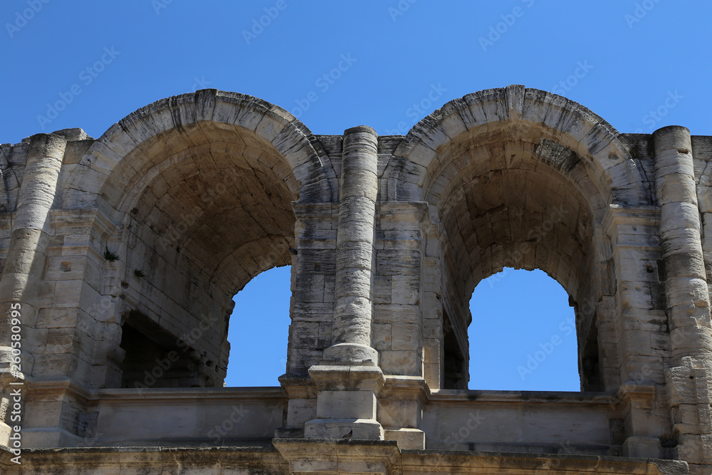 EDITORIAL ONLY, August 10, 2017, Roman amphitheatre (roman arena) in Arles, France