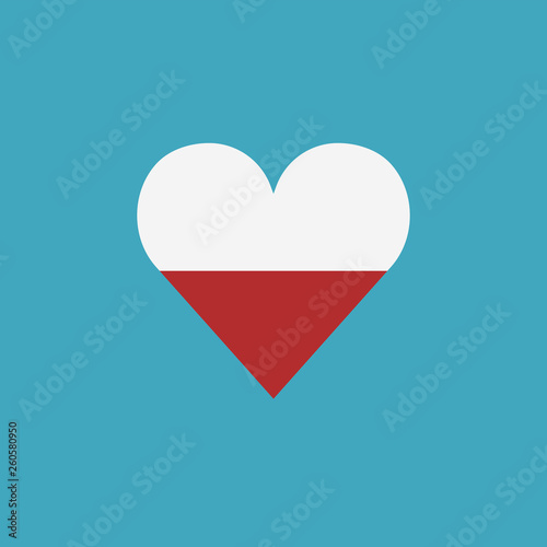 Free Download Poland flag icon in a heart shape in flat design. Independence day or National day holiday concept. - GFXLoad