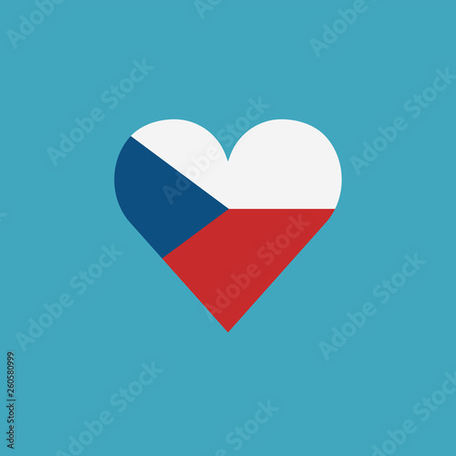 Free Download Czech Republic flag icon in a heart shape in flat design. Independence day or National day holiday concept. - GFXLoad