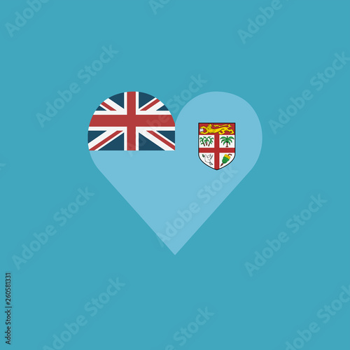 Fiji flag icon in a heart shape in flat design. Independence day or National day holiday concept.