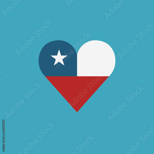Chile flag icon in a heart shape in flat design. Independence day or National day holiday concept.