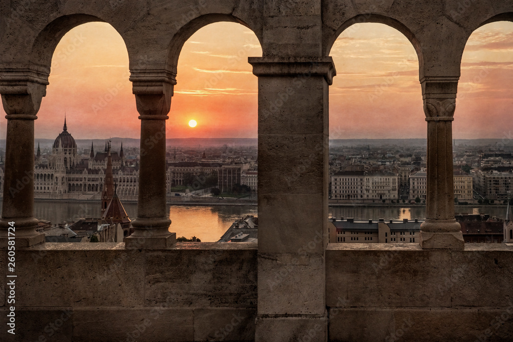 Sunrise over Budapest Hungary