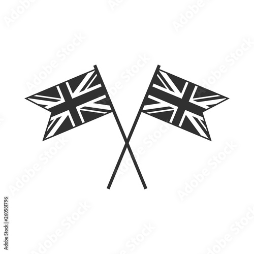 United Kingdom flag icon in black outline flat design. Independence day or National day holiday concept.