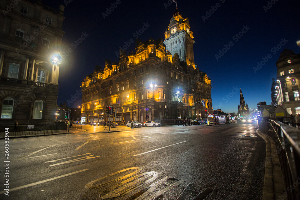 The Balmoral Hotel by  night, a historic building in Edinburgh