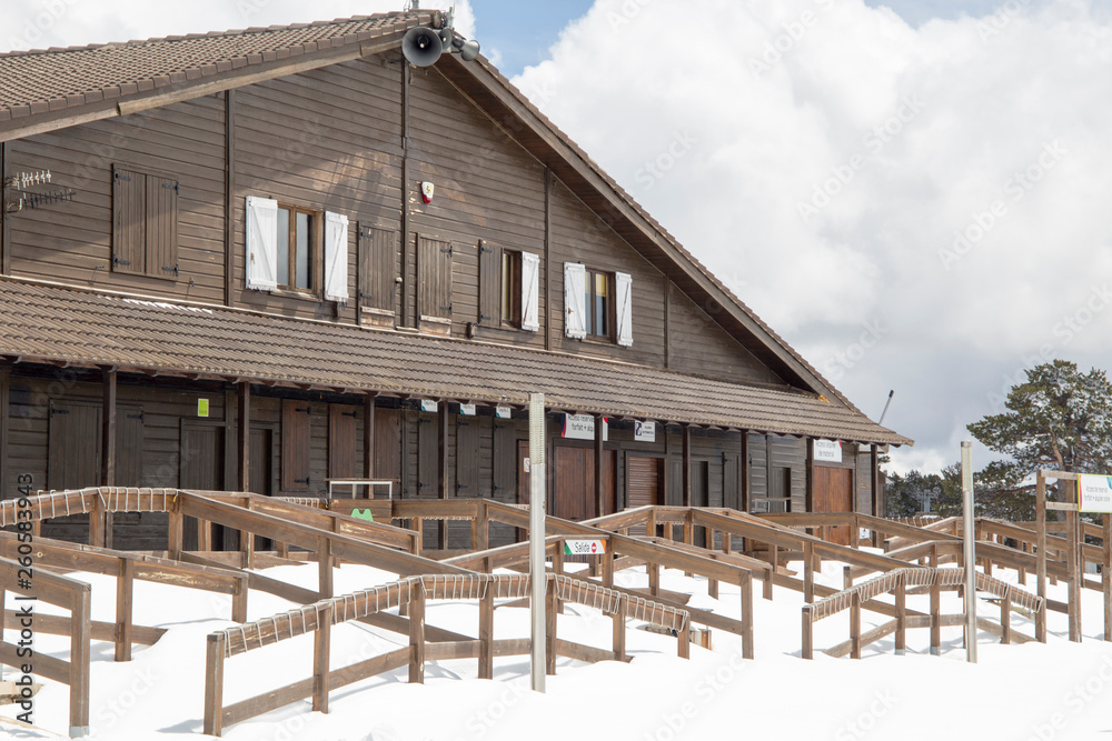 Covered Valdelinares pistes on April 2018 Teruel Aragon Spain Covered Valdelinares pistes on April 2018 Teruel Aragon Spain