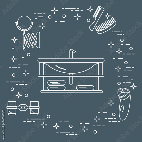 Bathroom: washbasin, razor, mirror and other.
