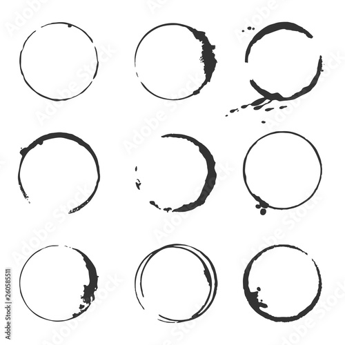 Grunge decorative ring stain vector set
