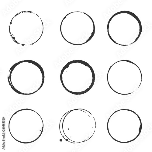 Grunge decorative ring stain vector set