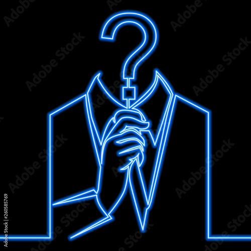Single line person anonymous neon vector concept