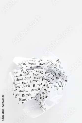The word "Brexit" on a white piece of paper. Place for text.