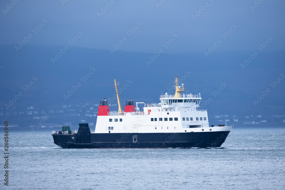 Ship ferry landing arrival at dock port at Wemyss Bay Inverclyde Scotland