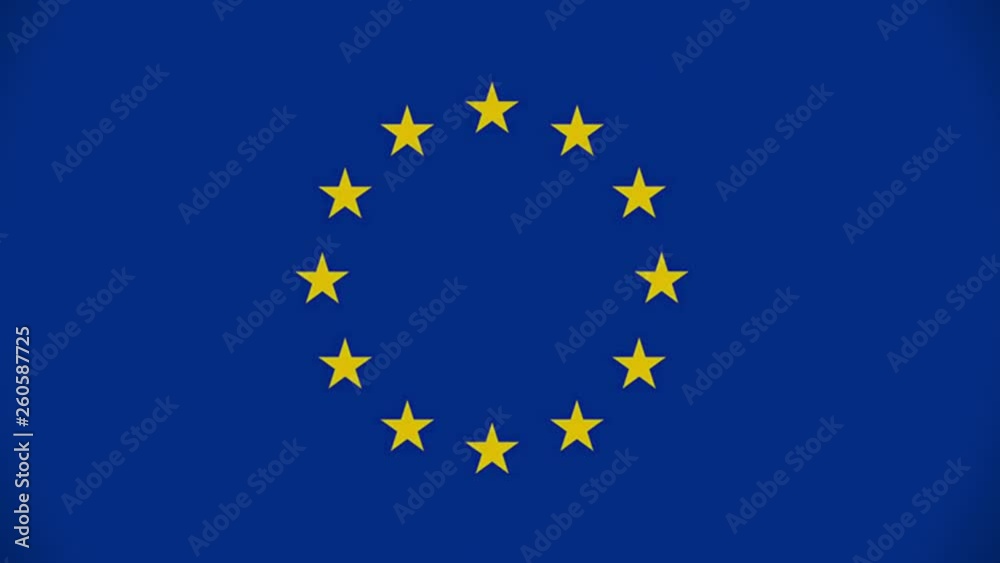 Blue eye zoom in to european flag illustration. Blue eye zoom in to european flag illustration.