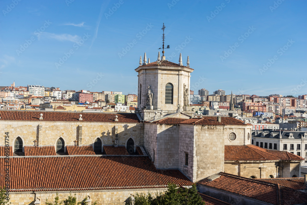 Church, aerial view of the cathedral of the city of Santander, Spain