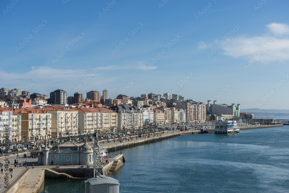 Tourism, View of the Santander Bay in Spain. Cantabrian Sea north of the Iberian Peninsula