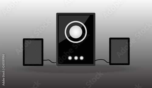 Loudspeakers. Multimedia speakers device Music sound.