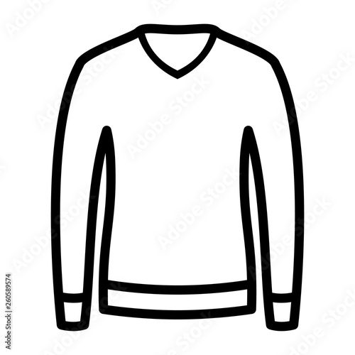 Beautiful hand-drawn outlined icon of a mens sweater in white background