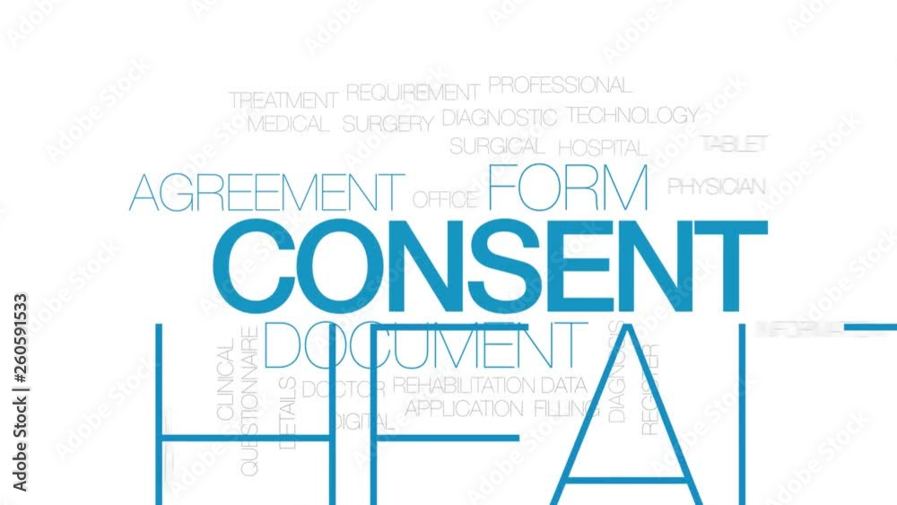 Consent animated word cloud. Kinetic typography.