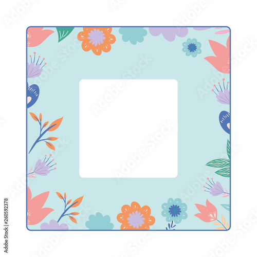 frame with flowers and leafs icon