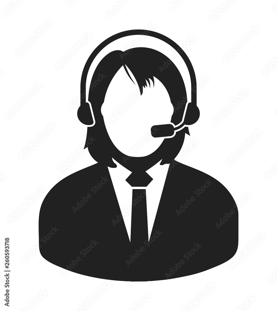 Female Costumer service icon. Flat style vector EPS. Female Costumer service icon. Flat style vector EPS.