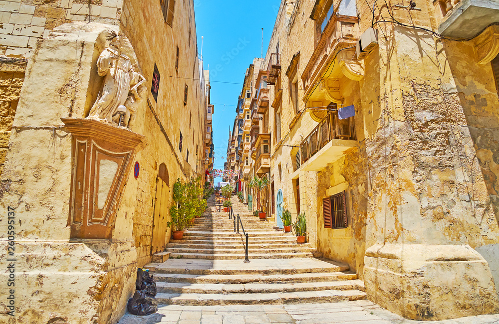 The statue of St Francis of Assisi in Valletta, Malta