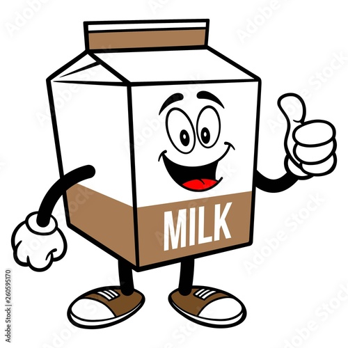 Chocolate Milk Carton Mascot with Thumbs Up - A cartoon illustration of a Chocolate Milk carton mascot.